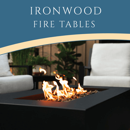 Ironwood collection - rectangle fire table on patio with seating - luxury outdoor furniture - Patio Serenada