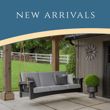 New arrivals - Days End Mission sofa swing - latest addition to outdoor furniture collection - Patio Serenada