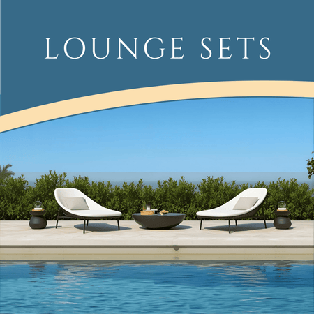 Lounge sets - two modern lounge chairs by pool with small table and side tables - outdoor furniture - Patio Serenada